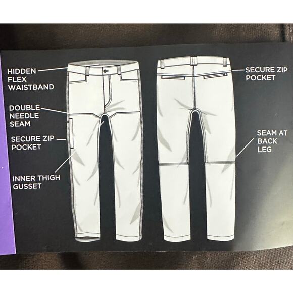 Kirkland Signature Men's Tech Pants - NWT - 30x32 UPF 50 & Water Resistant 30x32 - Picture 3 of 4